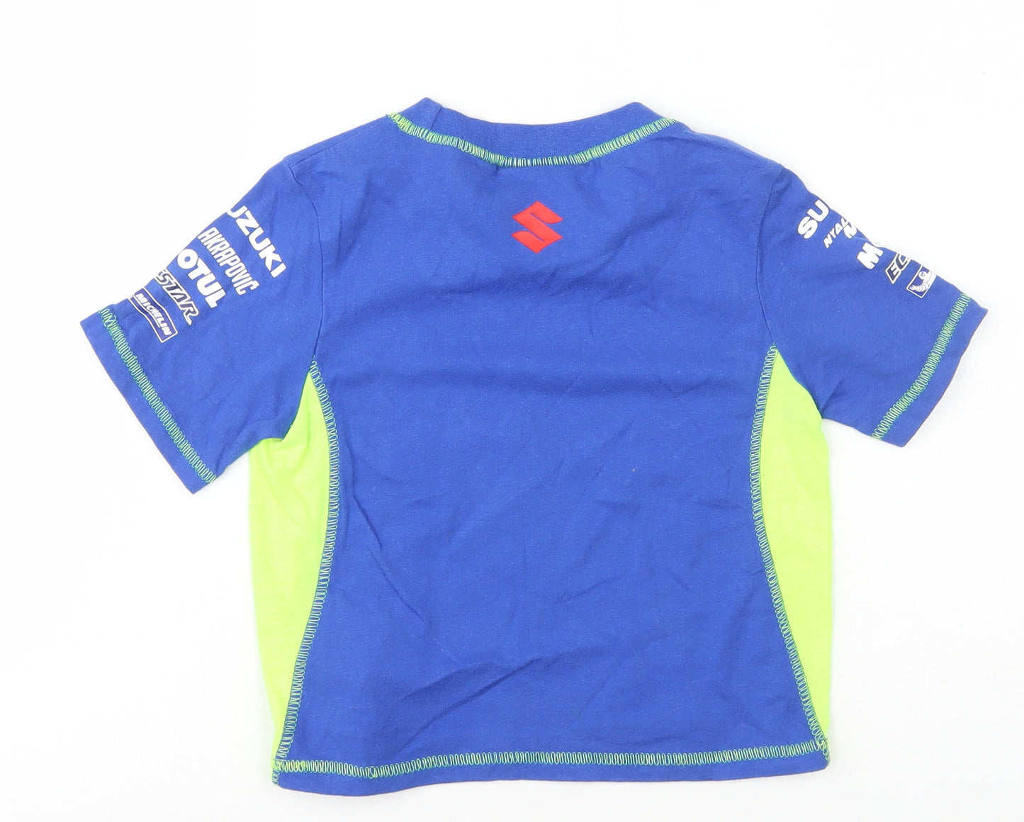 Suzuki Boys Blue Cotton Basic T-Shirt Size 2-3 Years Round Neck Pullover - Racing