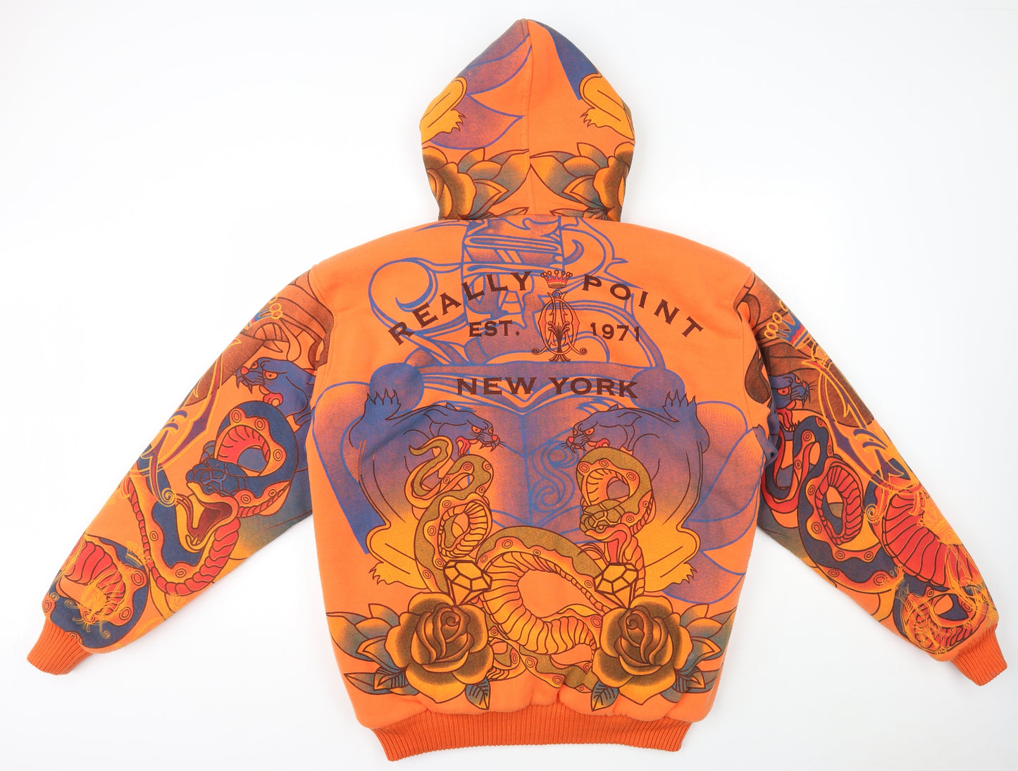 Really Point Womens Orange Polyester Full Zip Hoodie Size 2XL Zip