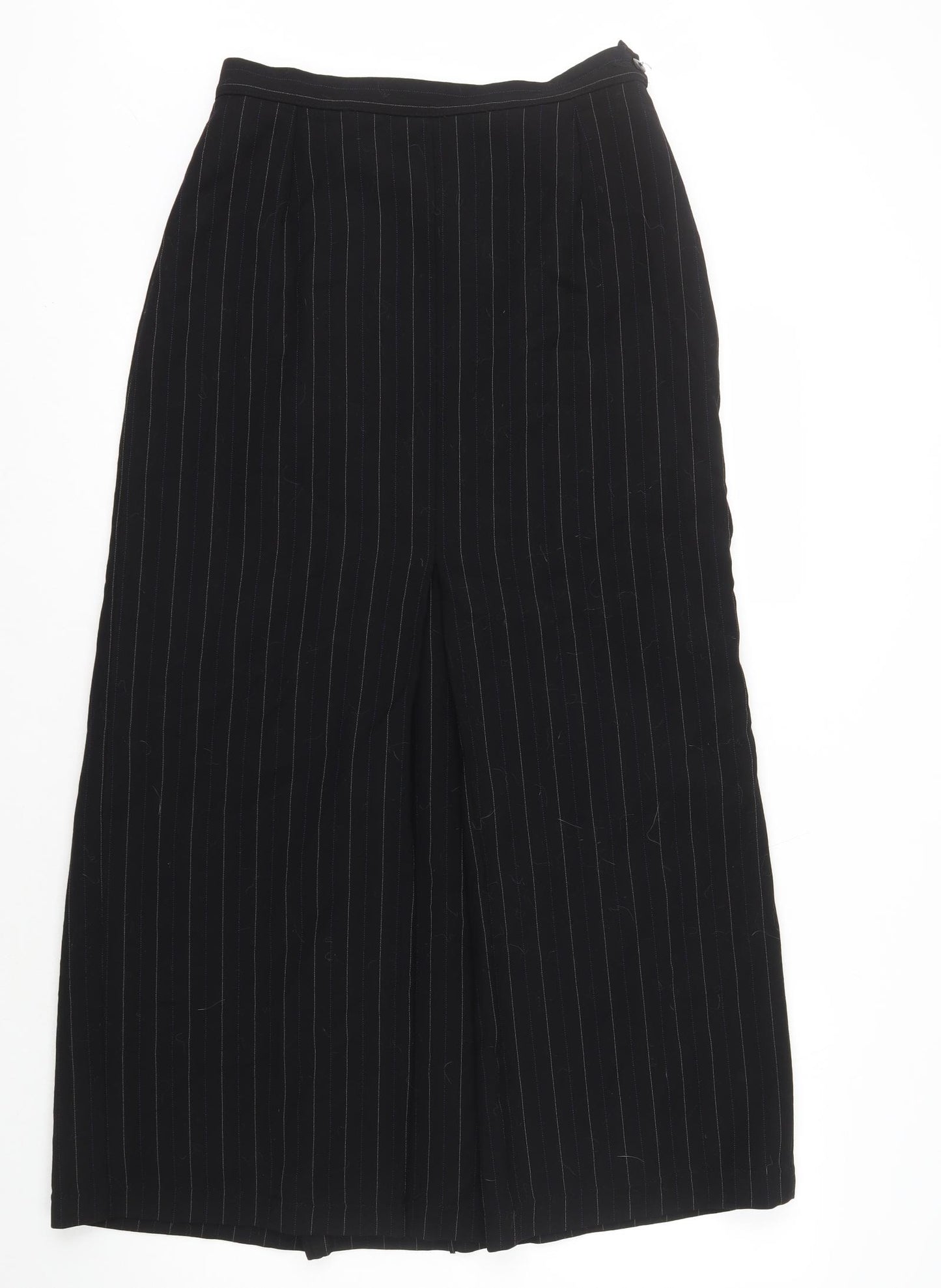 Marks and Spencer Womens Black Striped Wool A-Line Skirt Size 14 Tie