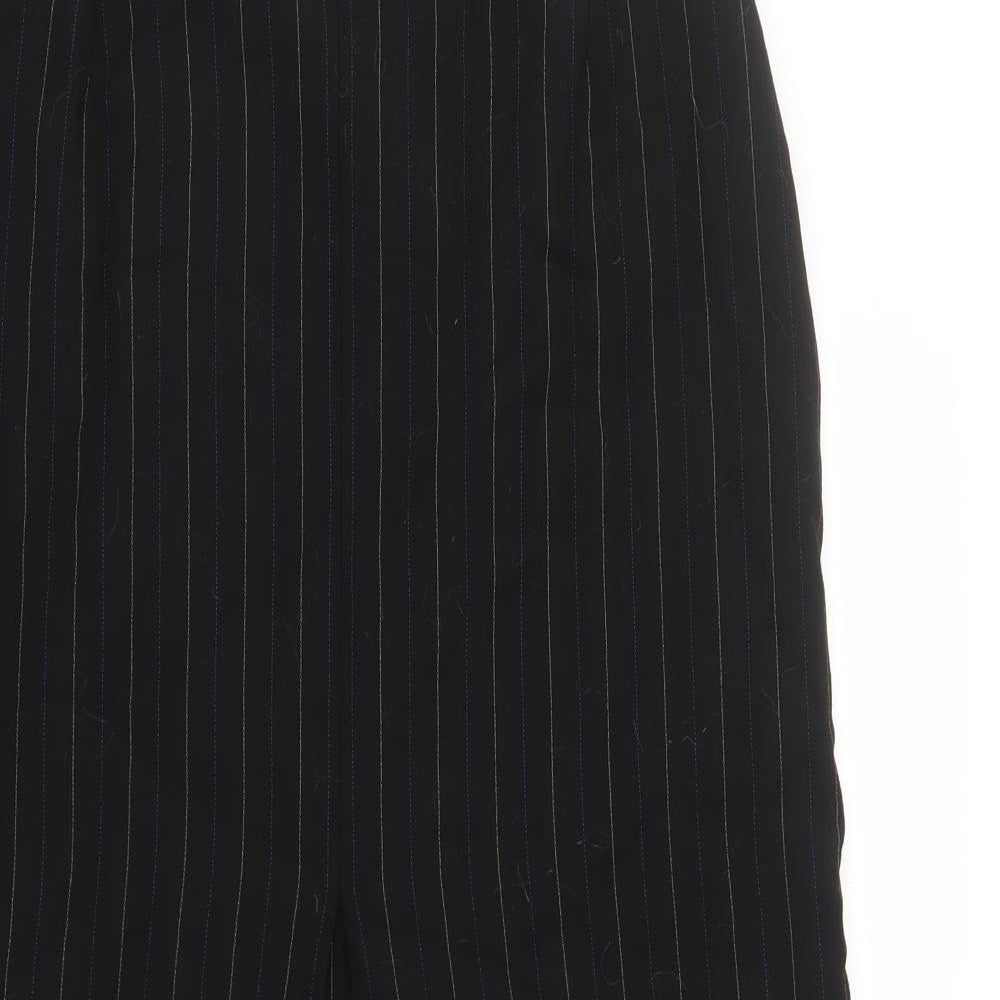 Marks and Spencer Womens Black Striped Wool A-Line Skirt Size 14 Tie