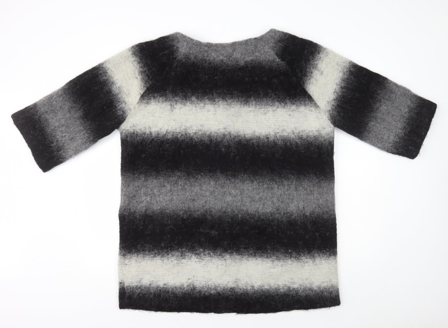 b.young Womens Black Striped Pea Coat Coat Size 14 Button