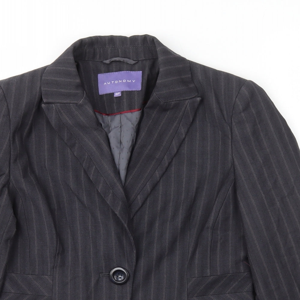 Autonomy Womens Grey Jacket Blazer Size 8 Button
