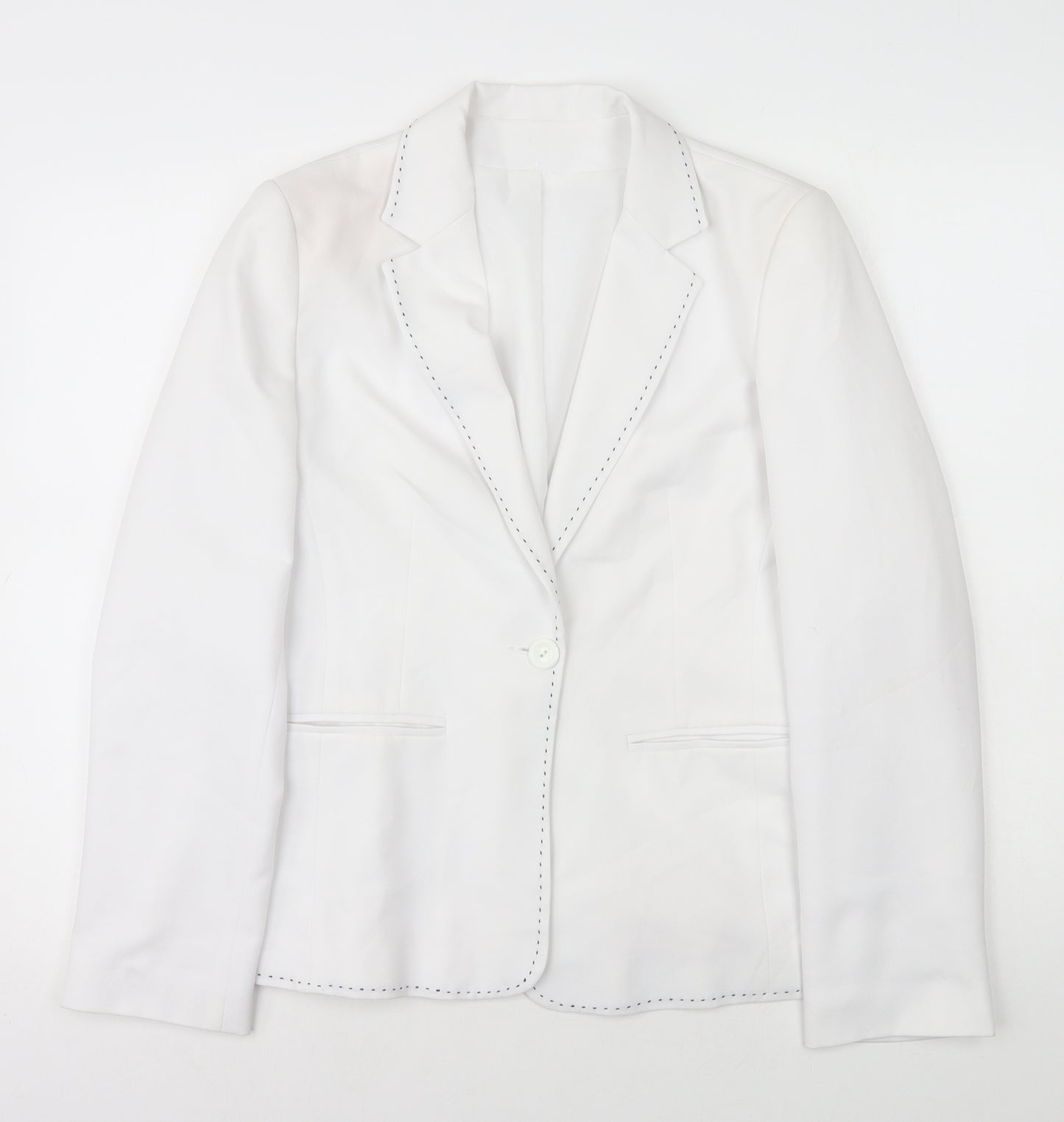 NL collection Womens White 100% Polyester Jacket Blazer Size 12