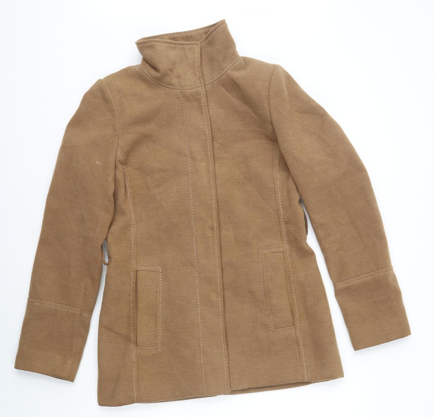 H&M Womens Brown Pea Coat Coat Size 8 Snap