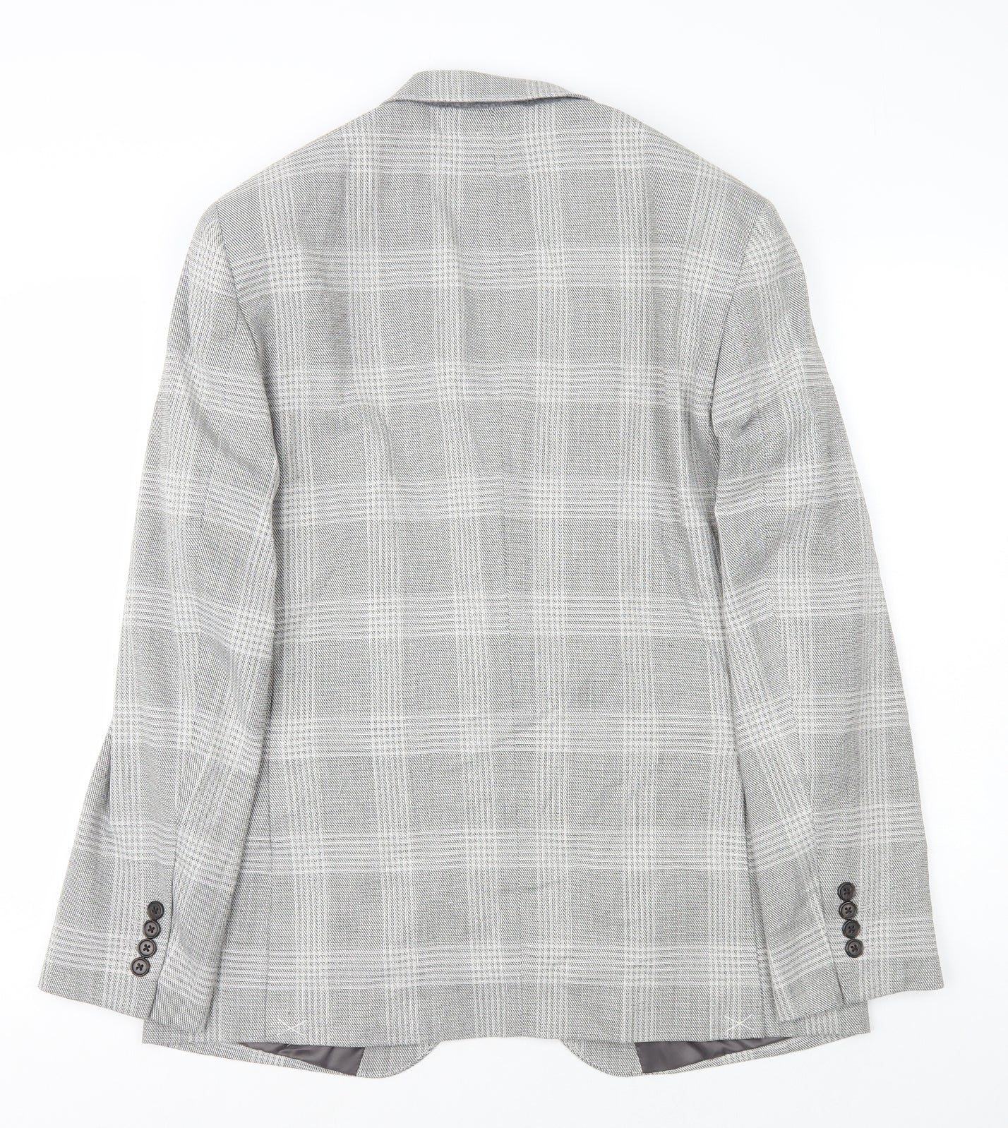 Marks and Spencer Mens Grey Plaid Polyester Jacket Blazer Size L