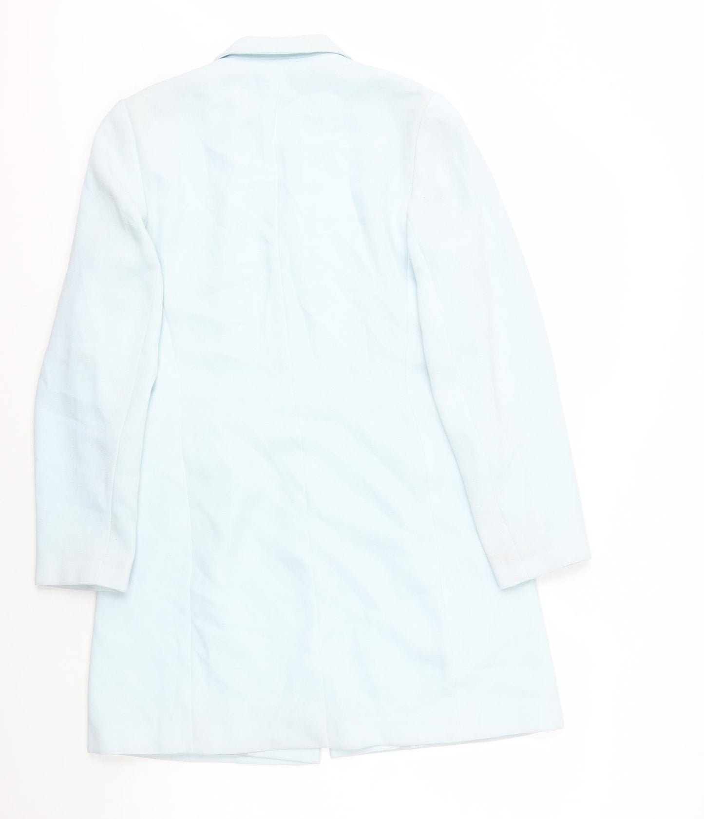 Gina Womens Blue Jacket Size 12 Button - Hidden Buttons