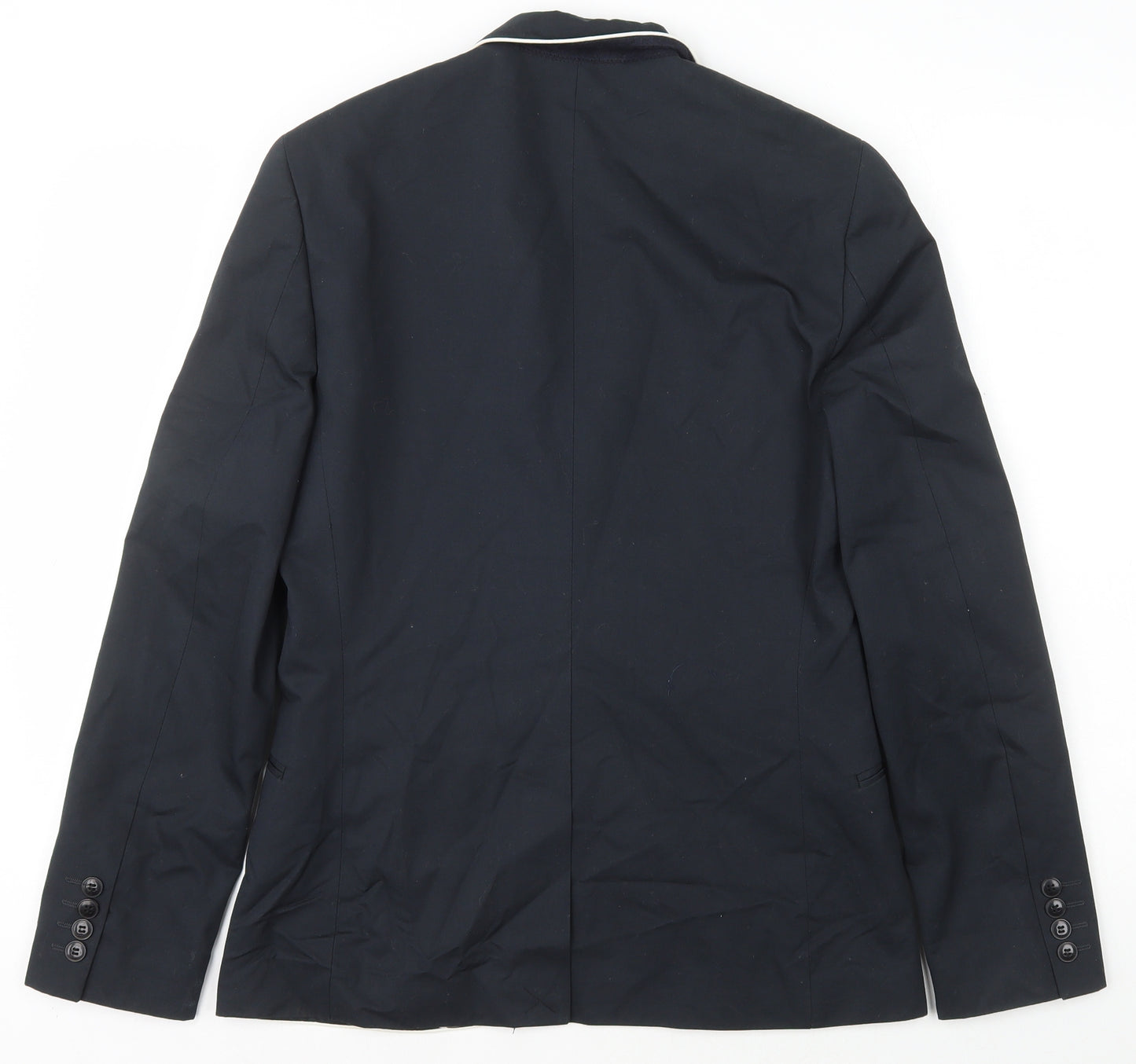 H&M Mens Black Cotton Jacket Blazer Size 36 - White Trim