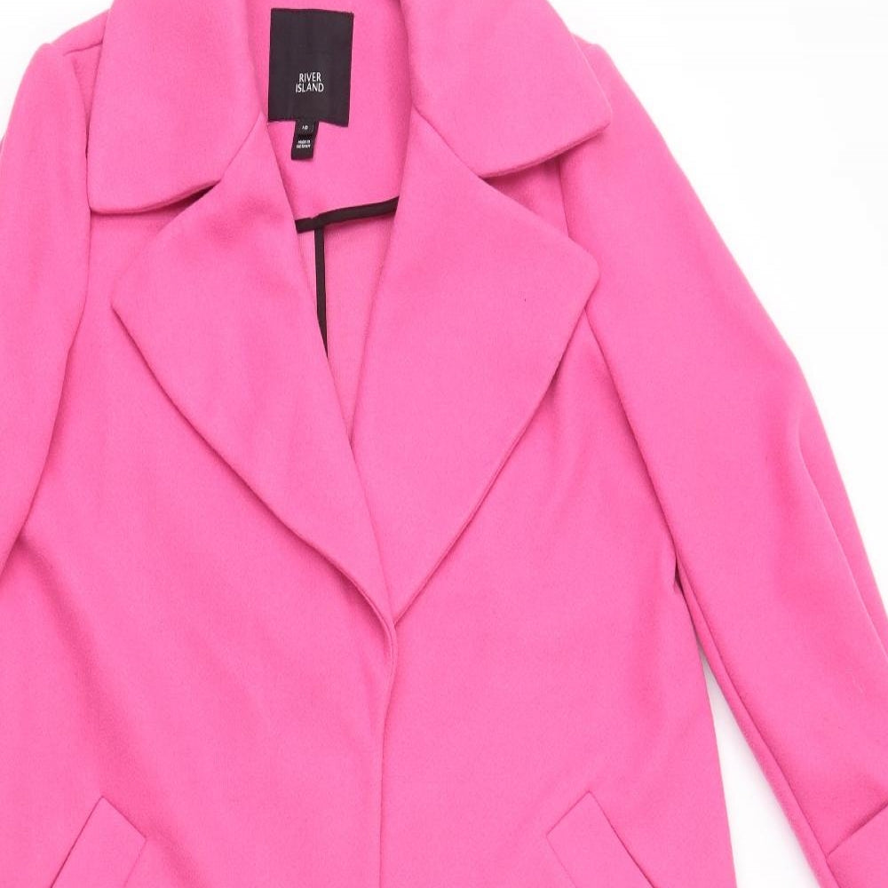 River Island Womens Pink Trench Coat Coat Size 10 Snap
