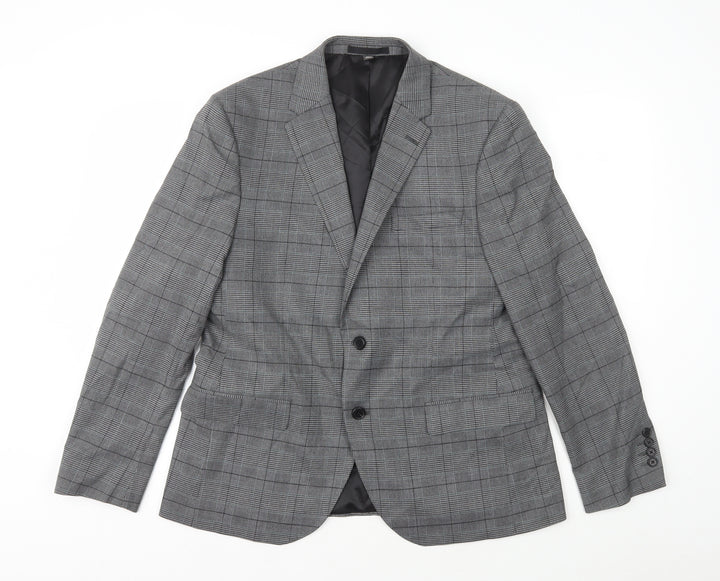 Marks and Spencer Mens Grey Plaid Polyester Jacket Blazer Size L