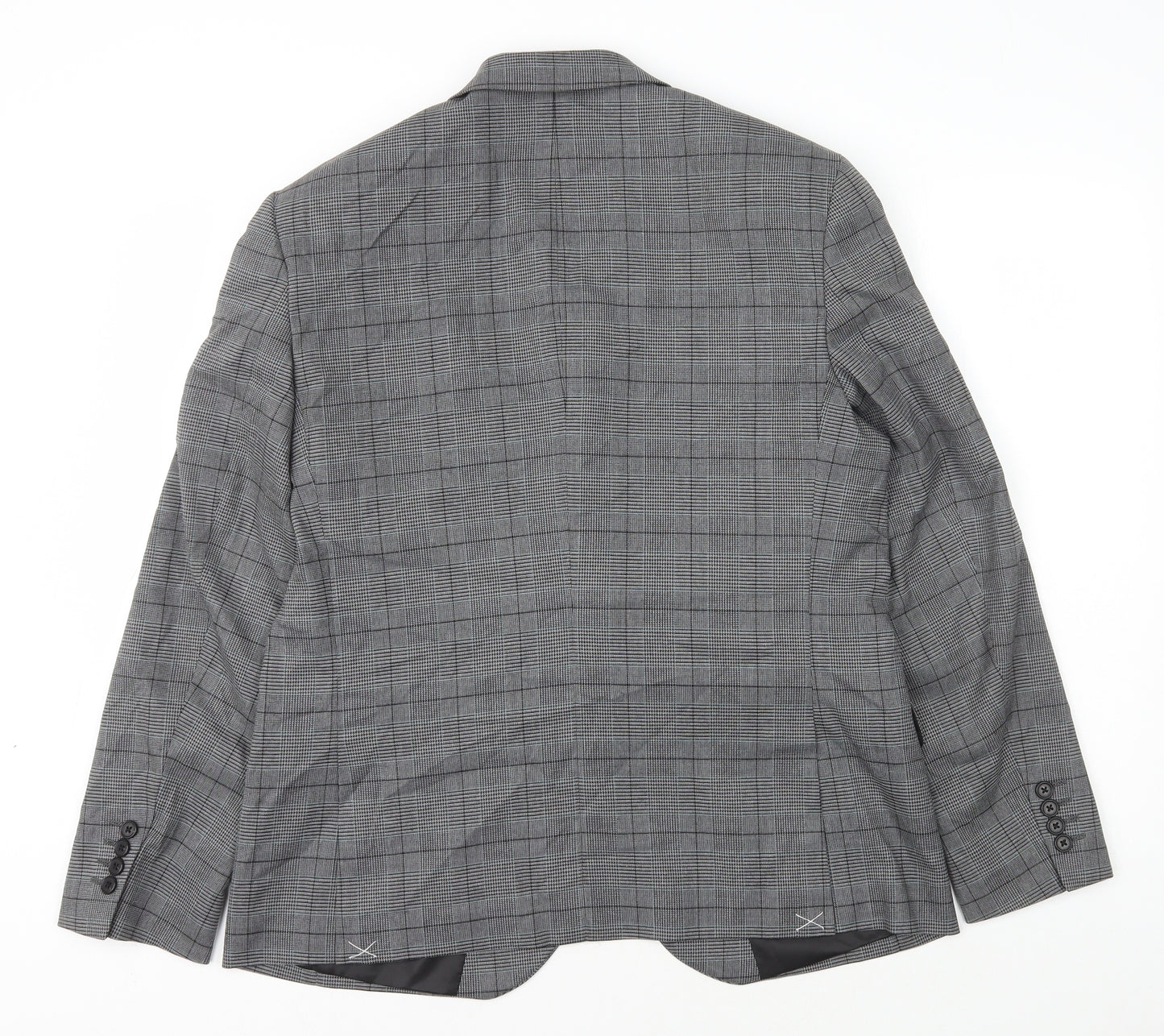 Marks and Spencer Mens Grey Plaid Polyester Jacket Blazer Size L