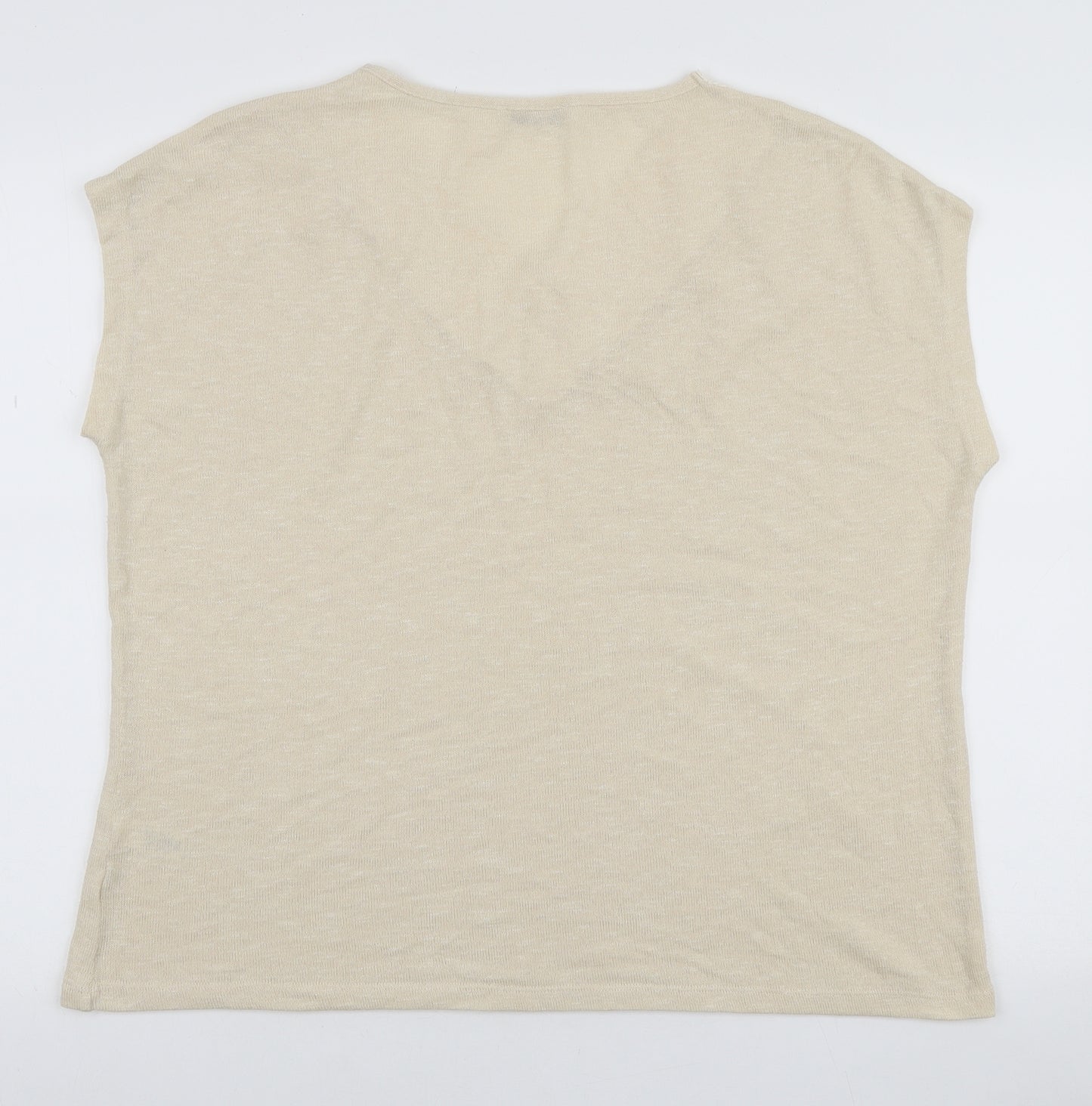 TU Womens Ivory Polyester Basic T-Shirt Size 18 V-Neck - Lace Neckline