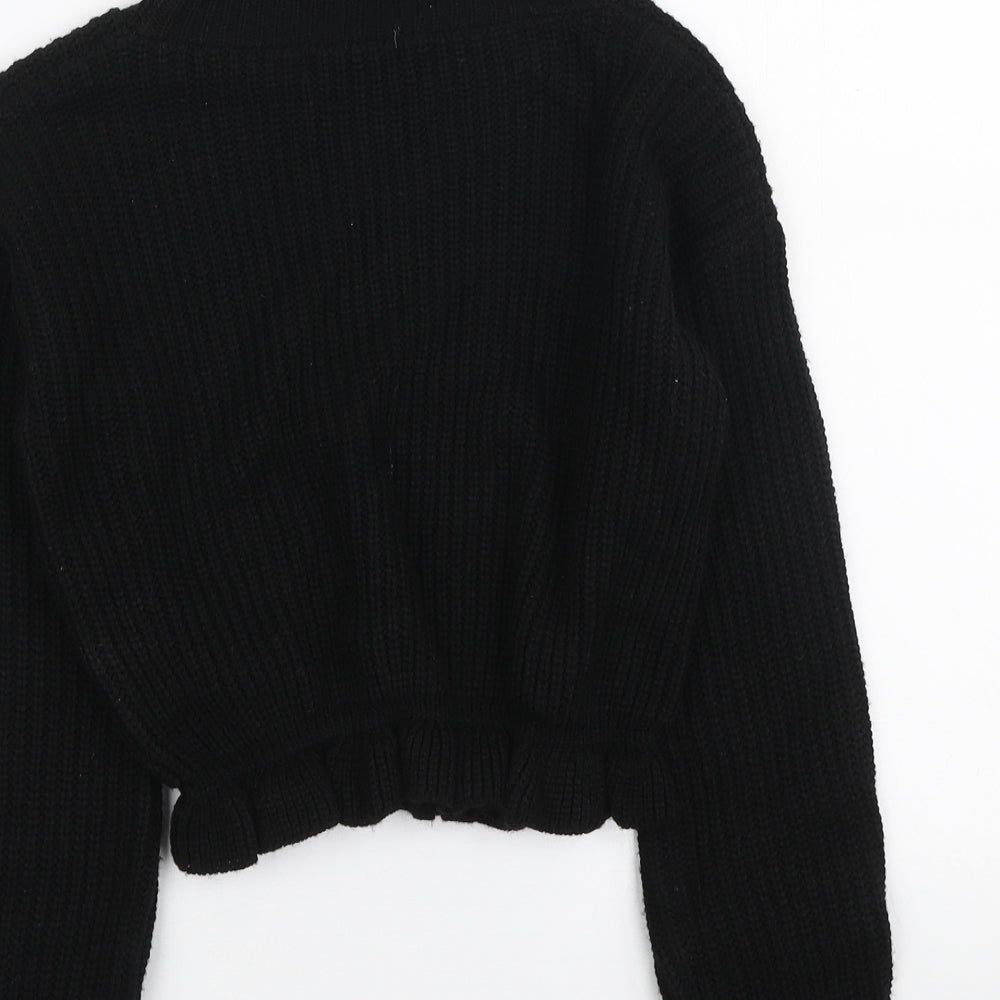 PRETTYLITTLETHING Womens Black High Neck Acrylic Pullover Jumper Size S - Cropped