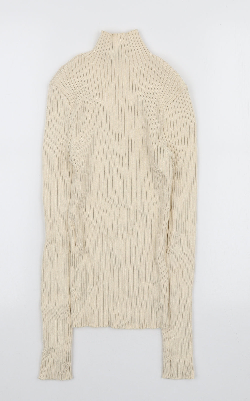 Zara Womens Ivory High Neck Viscose Pullover Jumper Size M - Ribbed