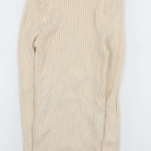 Zara Womens Ivory High Neck Viscose Pullover Jumper Size M - Ribbed