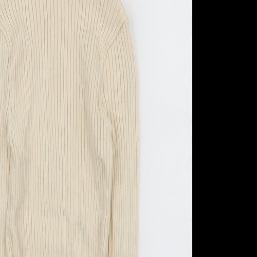 Zara Womens Ivory High Neck Viscose Pullover Jumper Size M - Ribbed