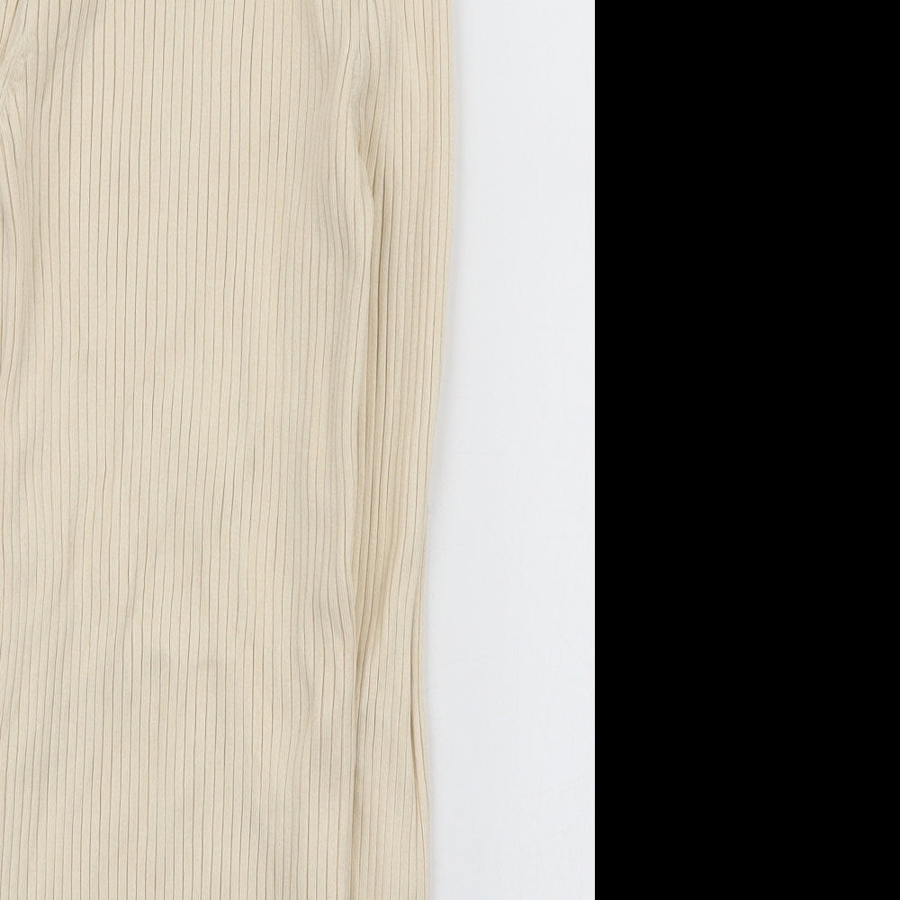 Zara Womens Ivory High Neck Viscose Pullover Jumper Size M - Ribbed