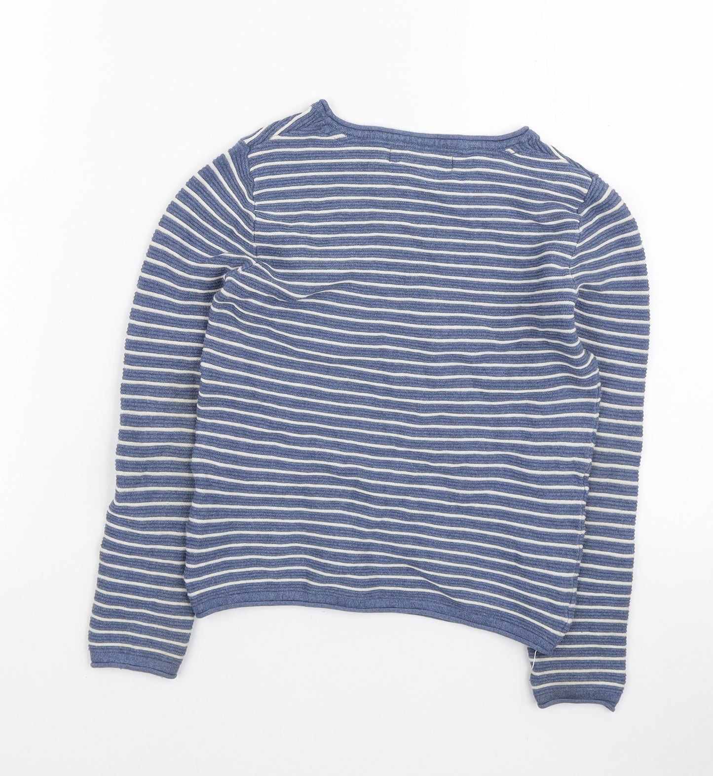 H&M Boys Blue Round Neck Striped Polyamide Pullover Jumper Size 6-7 Years Pullover