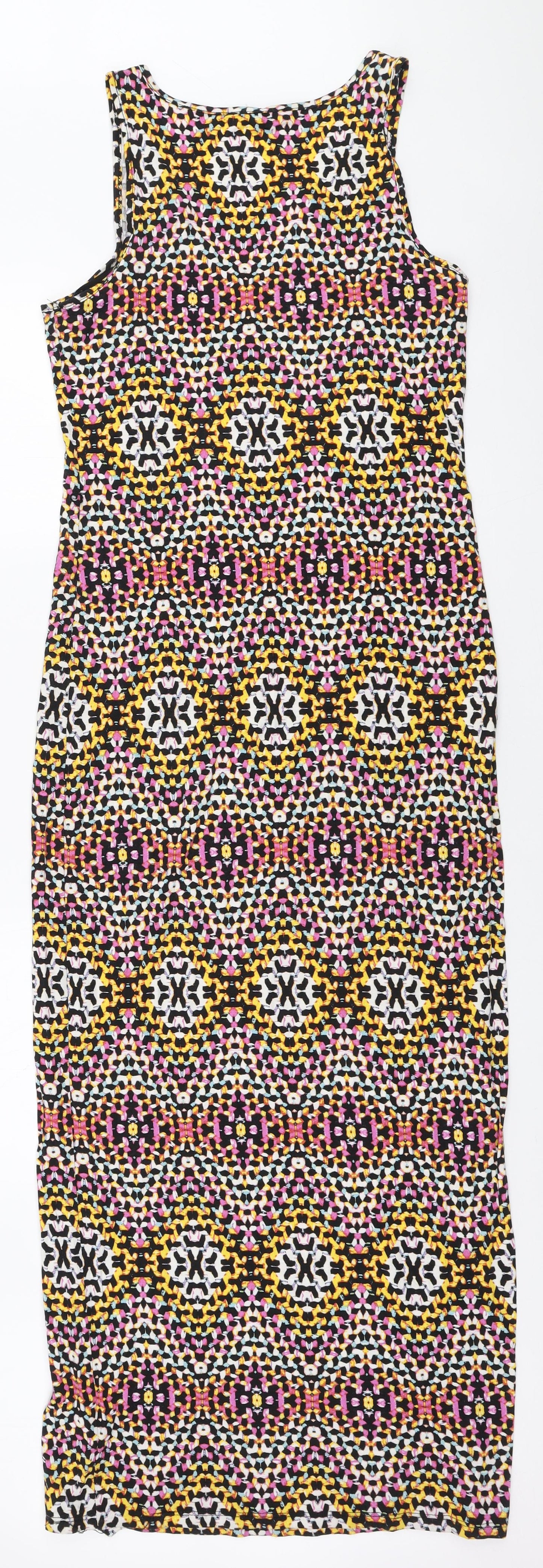 Atmosphere Womens Multicoloured Geometric Viscose Maxi Size 12 V-Neck Pullover