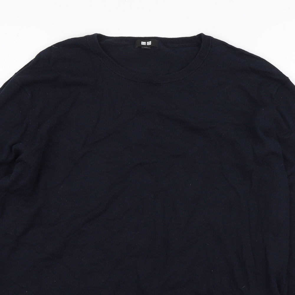 Uniqlo Mens Blue Round Neck Polyamide Pullover Jumper Size M