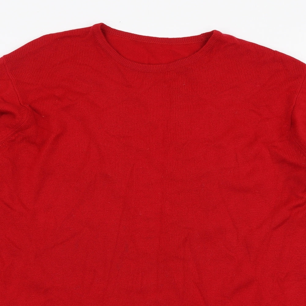 Marks and Spencer Womens Red Round Neck Wool Pullover Jumper Size 18
