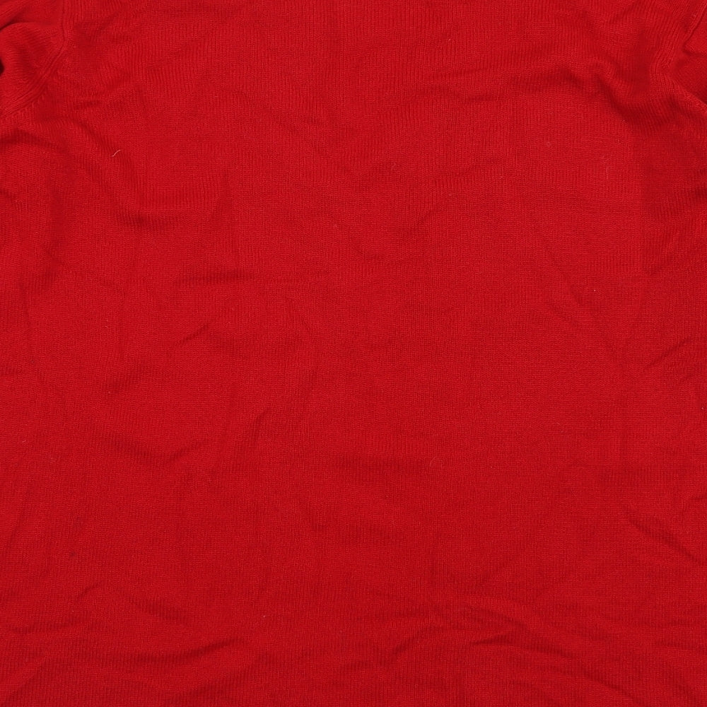 Marks and Spencer Womens Red Round Neck Wool Pullover Jumper Size 18