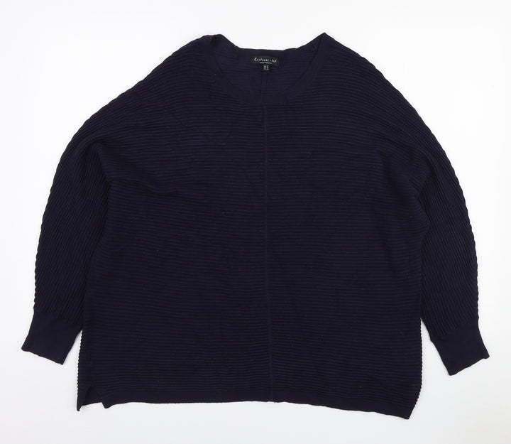 F&F Womens Blue Round Neck Viscose Pullover Jumper Size 14
