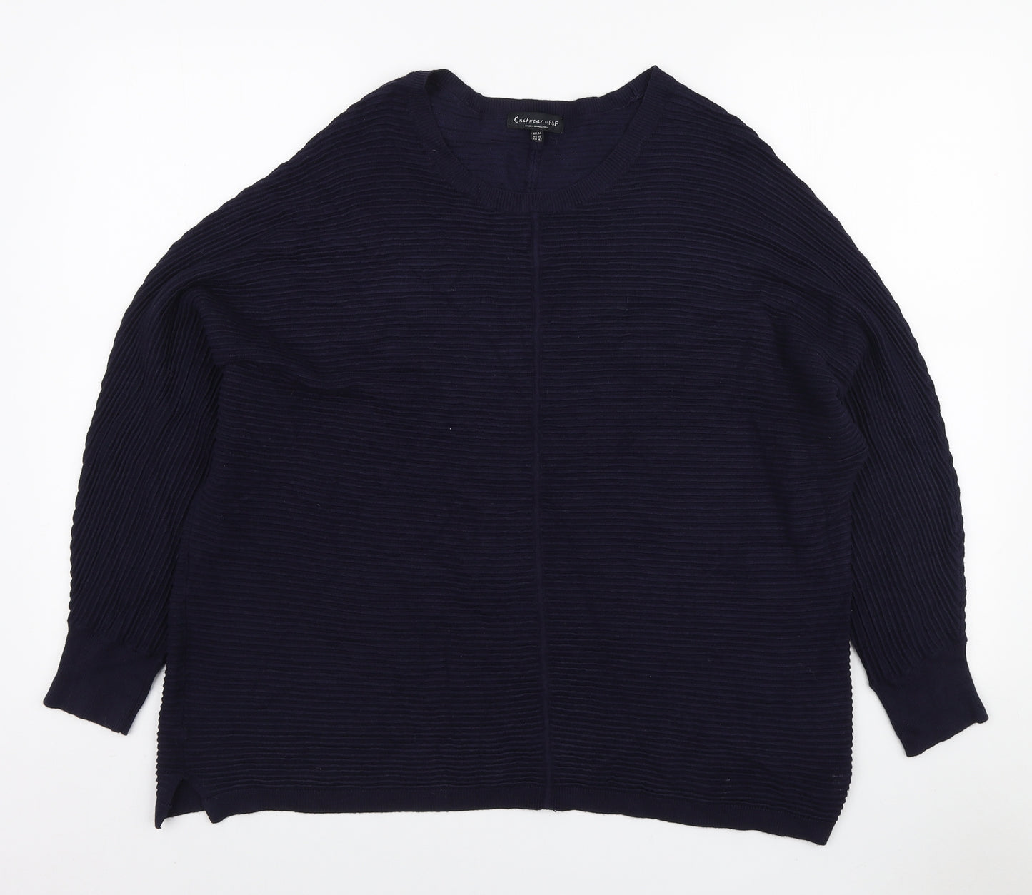 F&F Womens Blue Round Neck Viscose Pullover Jumper Size 14