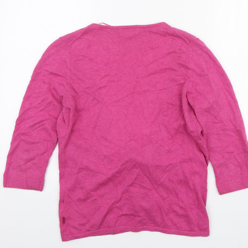 Jackpot Womens Pink V-Neck Cotton Cardigan Jumper Size S - Front Knot Detail