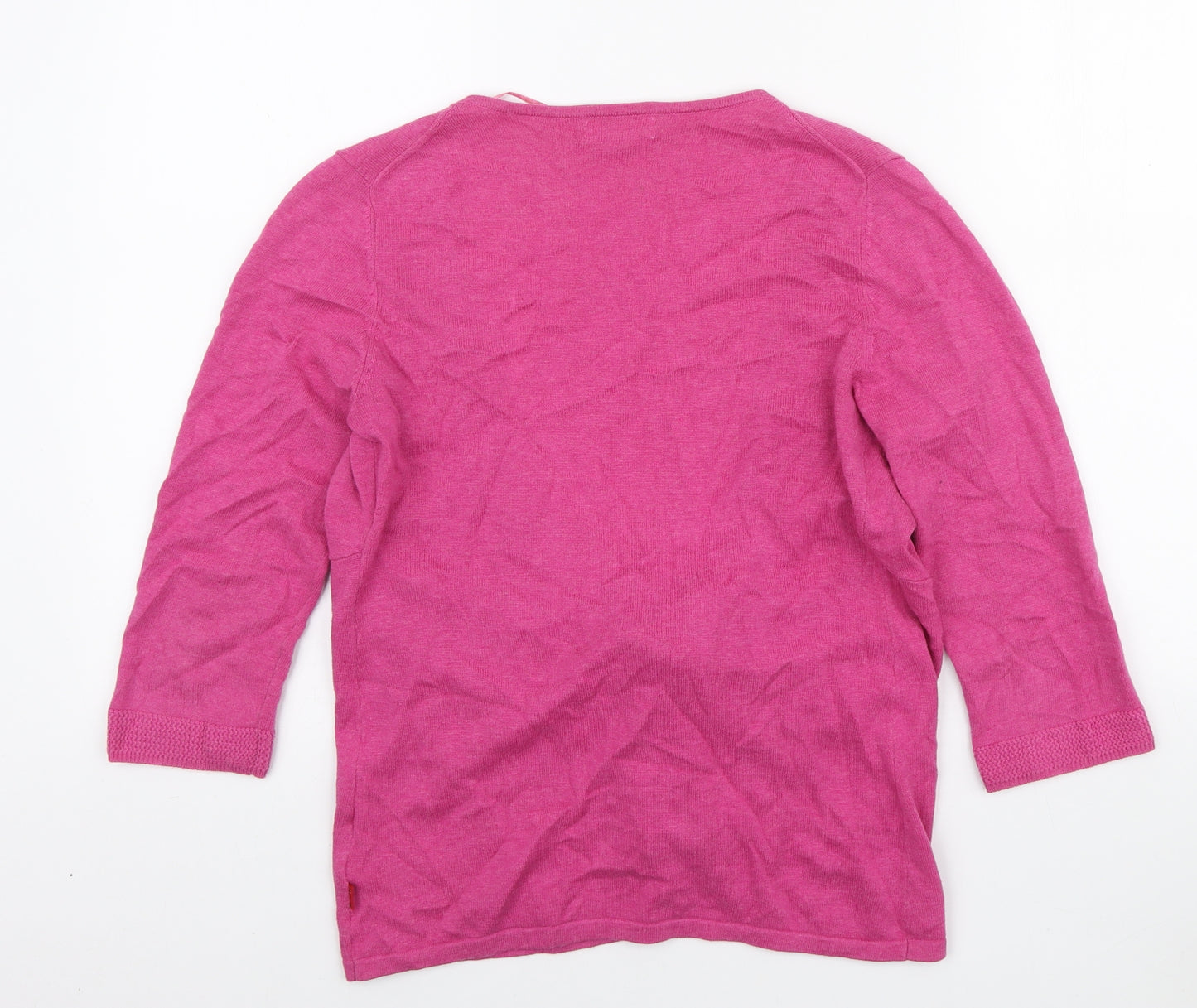 Jackpot Womens Pink V-Neck Cotton Cardigan Jumper Size S - Front Knot Detail