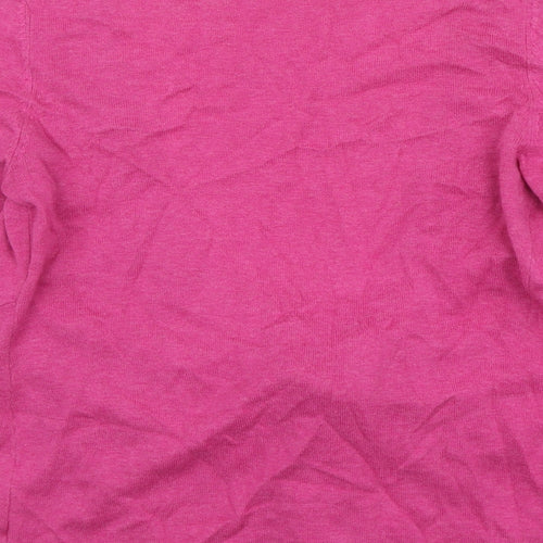 Jackpot Womens Pink V-Neck Cotton Cardigan Jumper Size S - Front Knot Detail