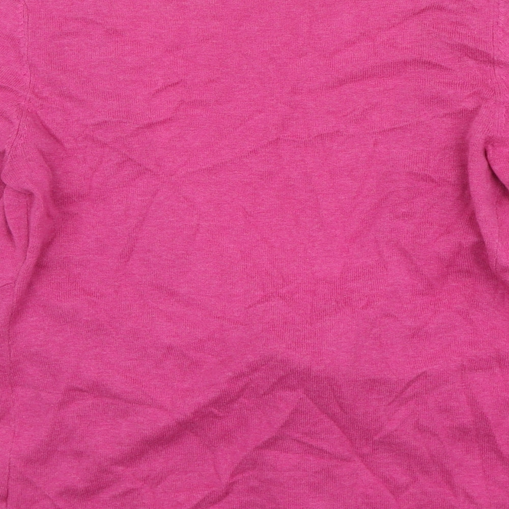 Jackpot Womens Pink V-Neck Cotton Cardigan Jumper Size S - Front Knot Detail