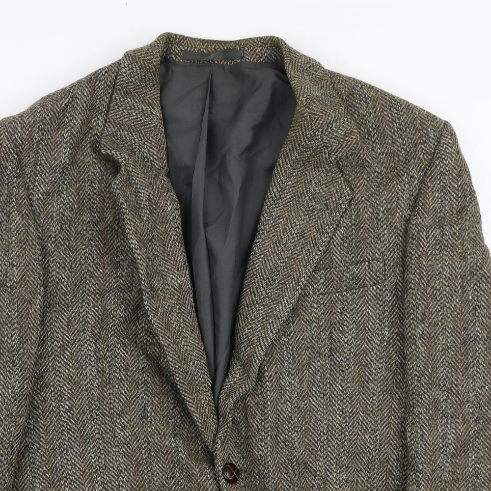 Centaur Mens Brown Herringbone Wool Jacket Blazer