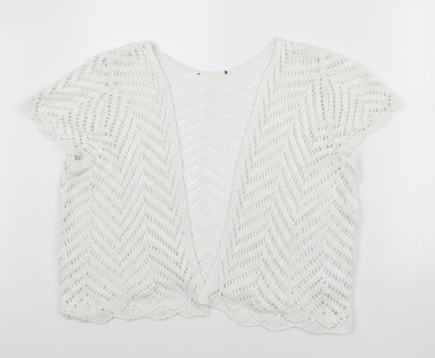 George Womens White V-Neck Acrylic Cardigan Jumper Size 18