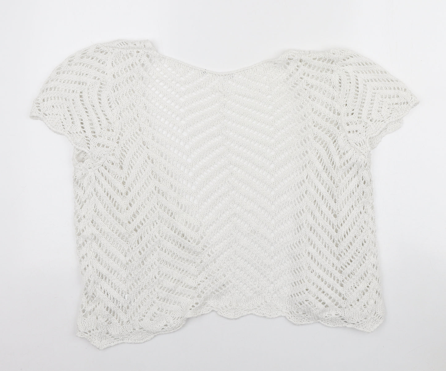 George Womens White V-Neck Acrylic Cardigan Jumper Size 18