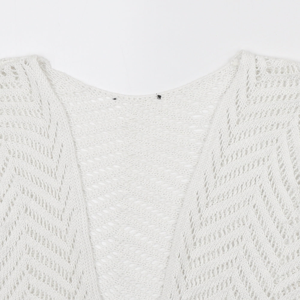 George Womens White V-Neck Acrylic Cardigan Jumper Size 18