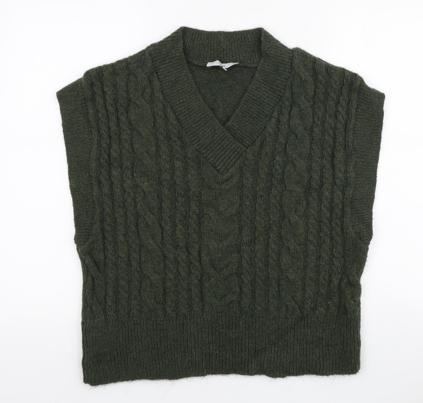 NEXT Womens Green V-Neck Acrylic Vest Jumper Size L