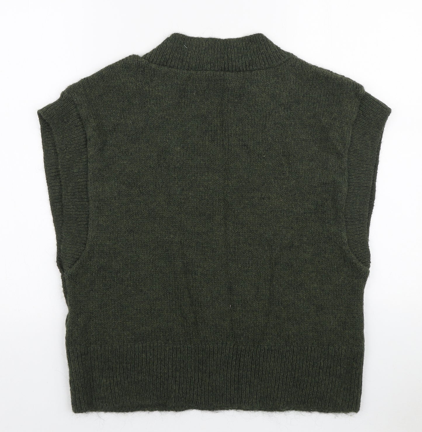 NEXT Womens Green V-Neck Acrylic Vest Jumper Size L