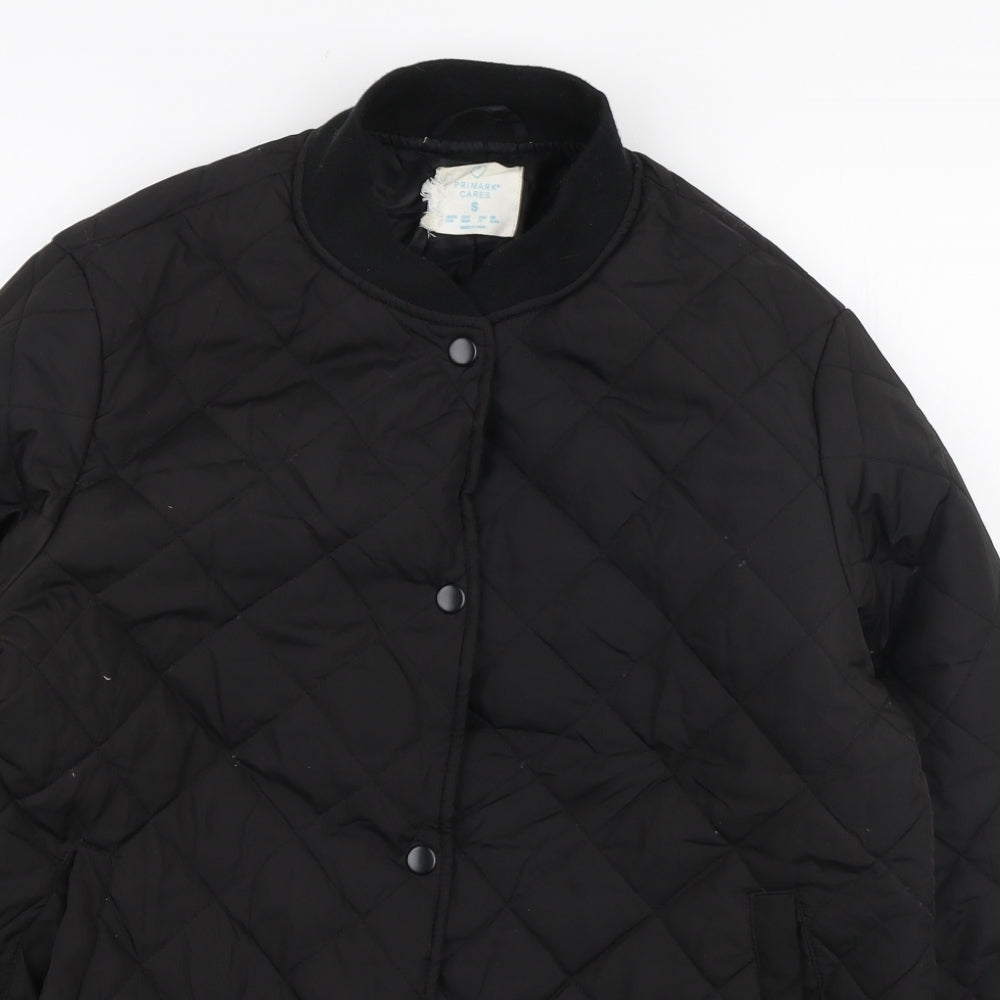 Primark Womens Black Quilted Jacket Size S Button