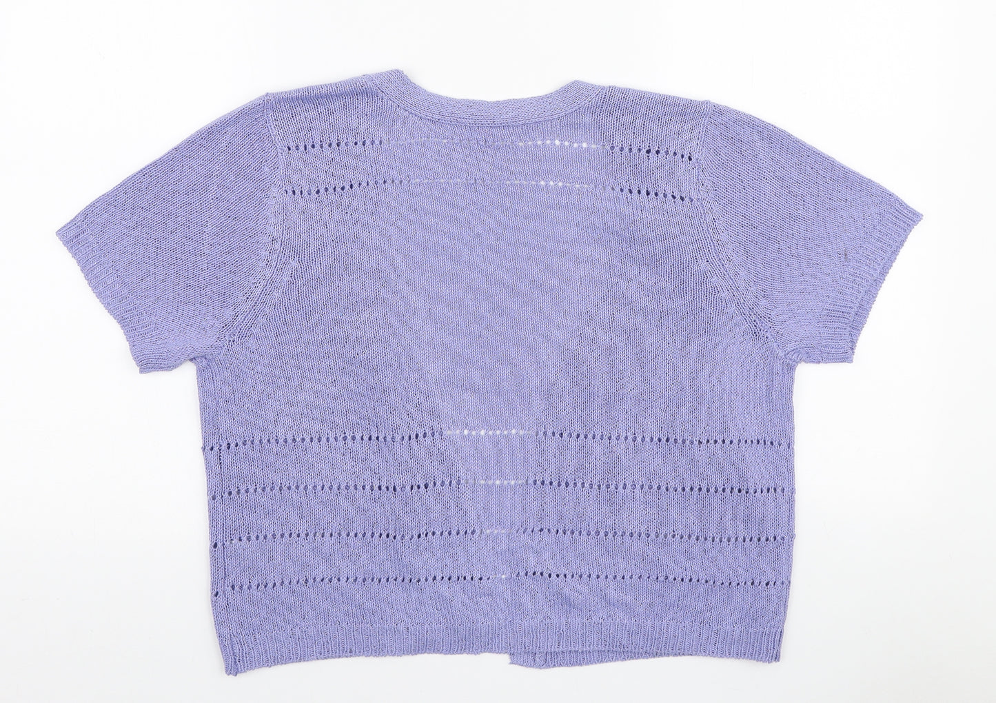 BHS Womens Purple V-Neck Acrylic Cardigan Jumper Size 14