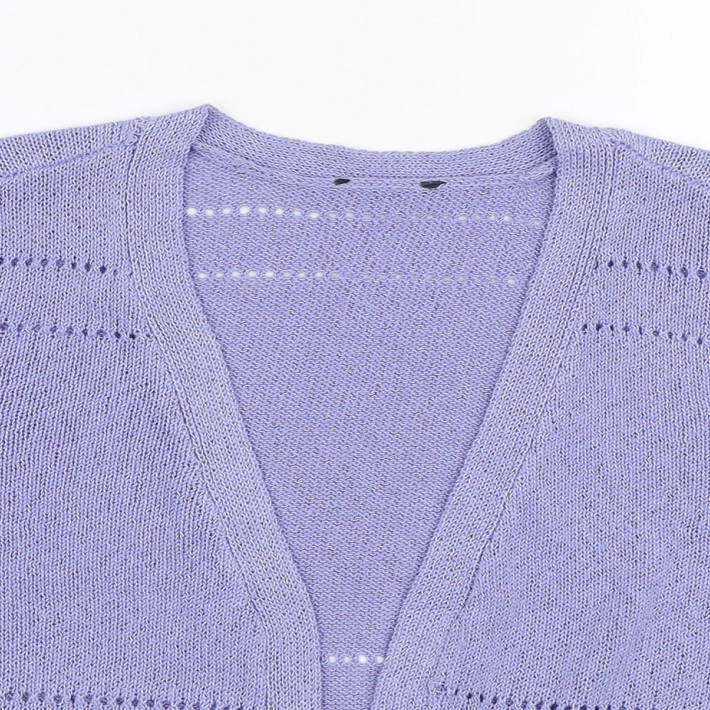 BHS Womens Purple V-Neck Acrylic Cardigan Jumper Size 14