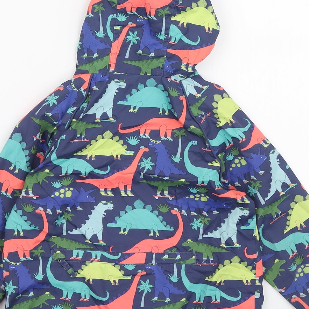 TU Boys Multicoloured Geometric Rain Coat Coat Size 2-3 Years Zip - Dinasour Print