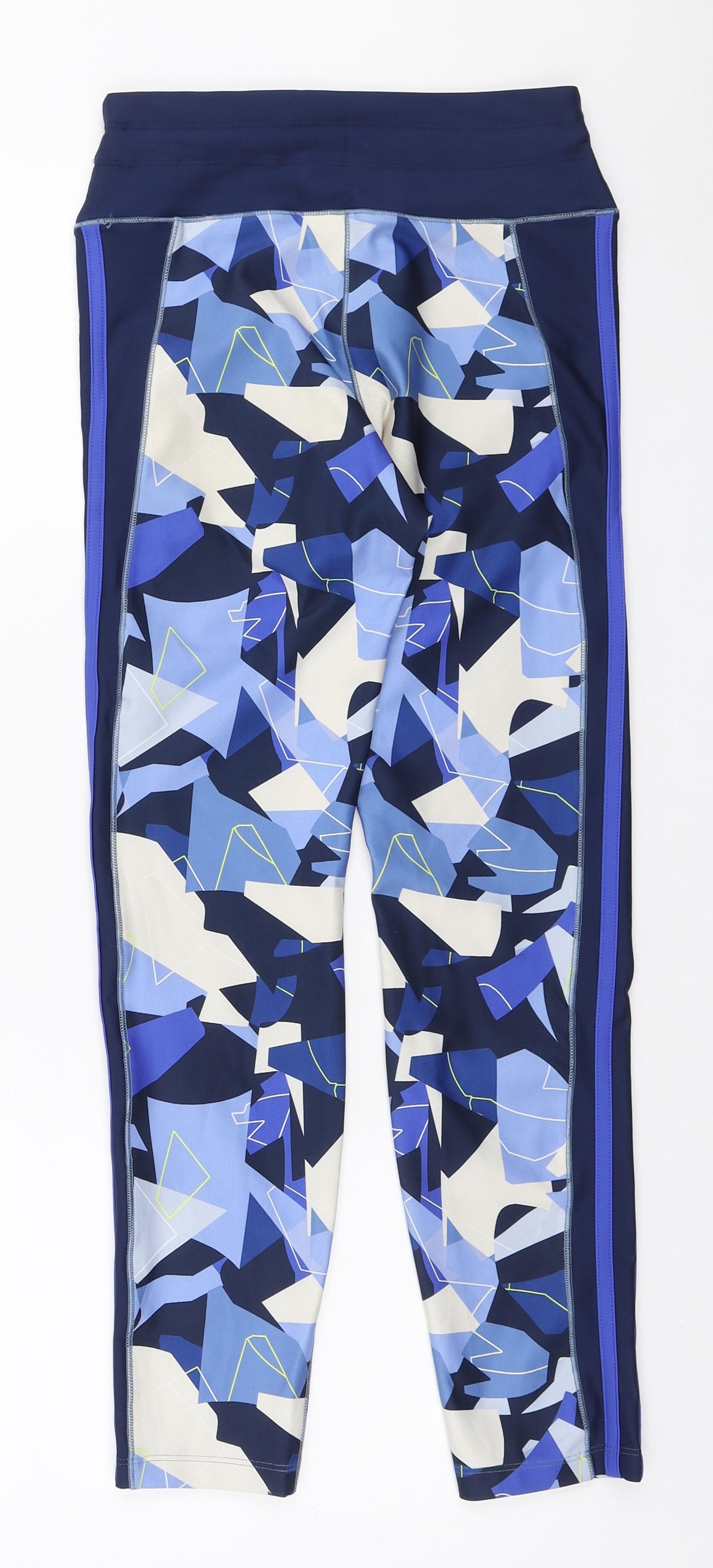 NEXT Womens Blue Geometric Polyester Compression Leggings Size 10 L25 in Regular Drawstring