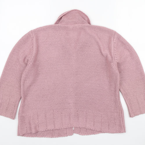 Per Una Womens Pink Collared Acrylic Cardigan Jumper Size 16