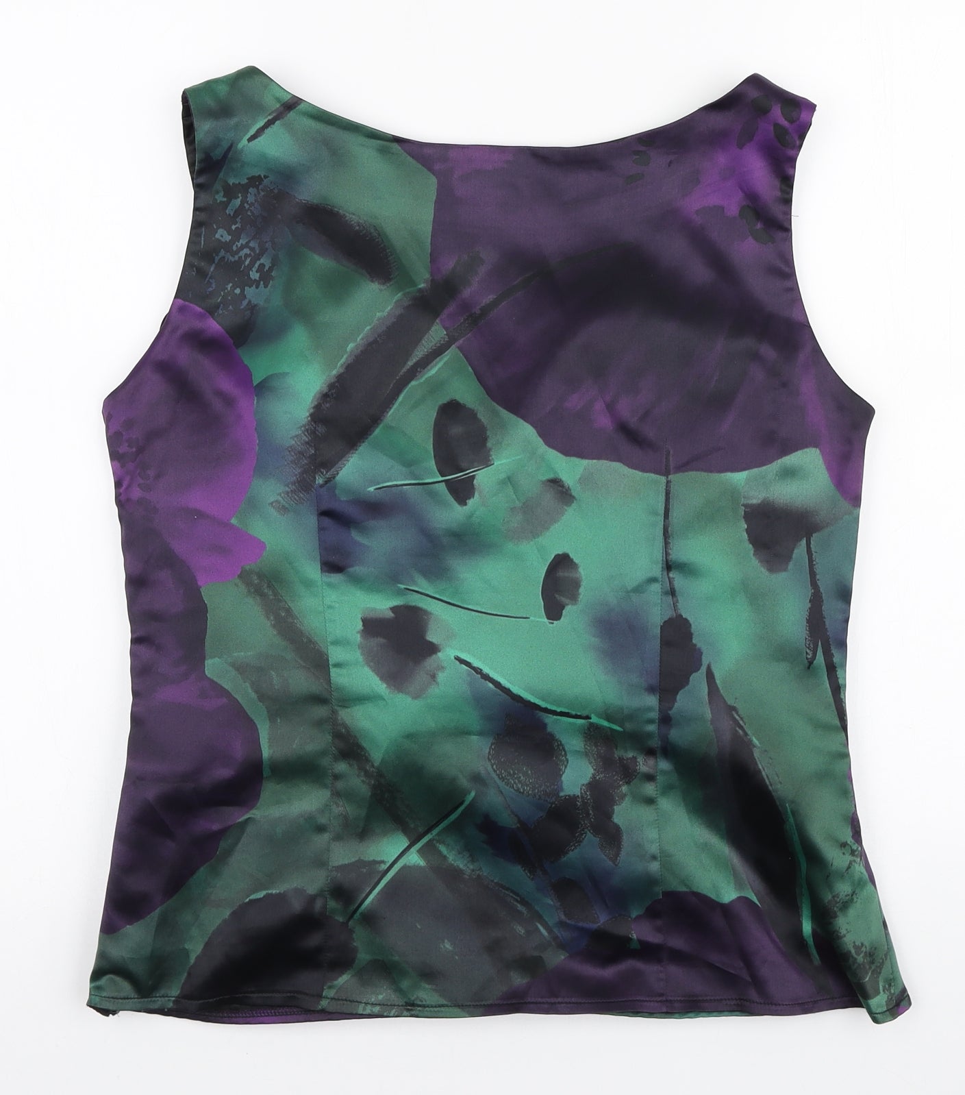 Kaliko Womens Green Floral Polyester Basic Blouse Size 14 V-Neck