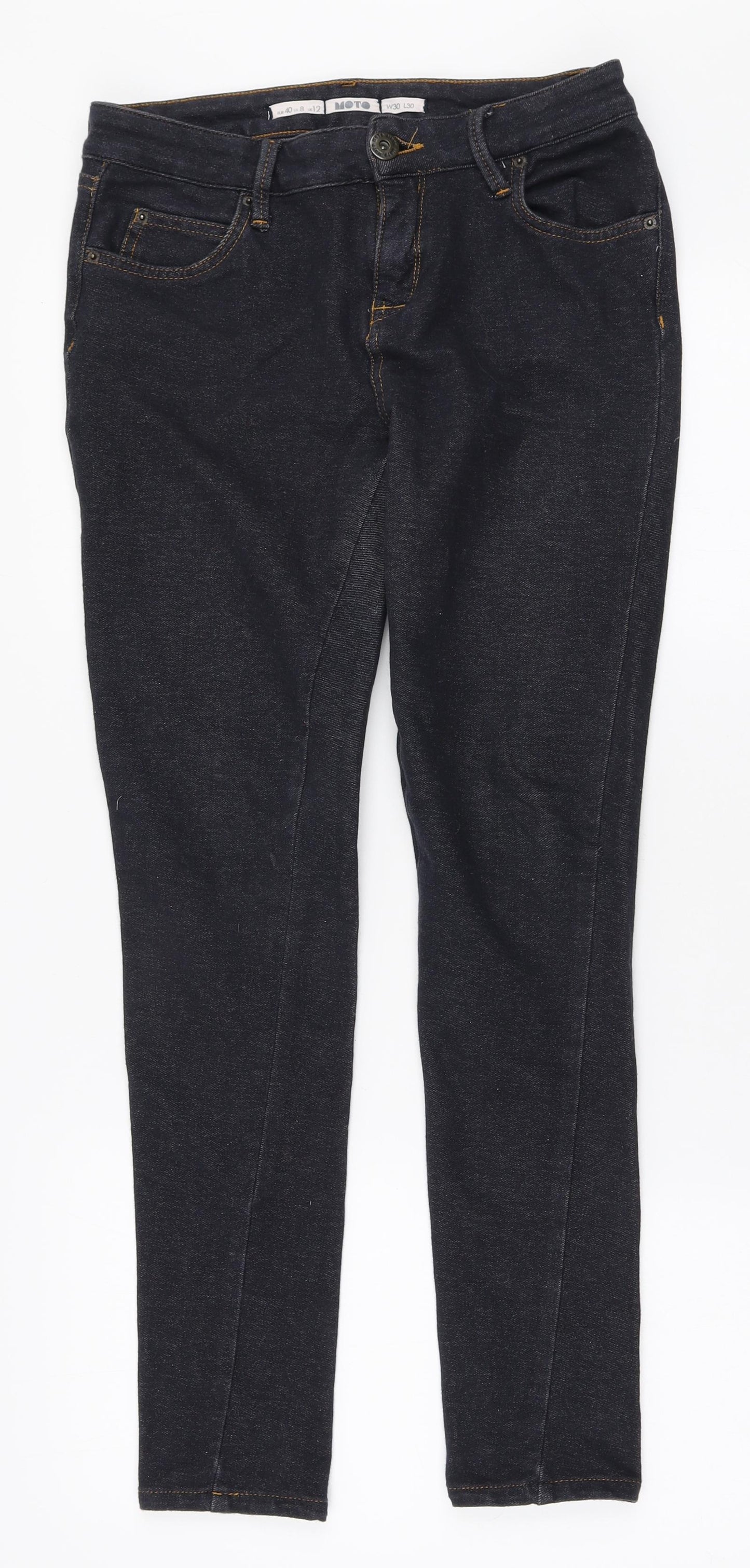 Topshop Womens Blue Polyester Jegging Jeans Size 12 L30 in Regular Zip