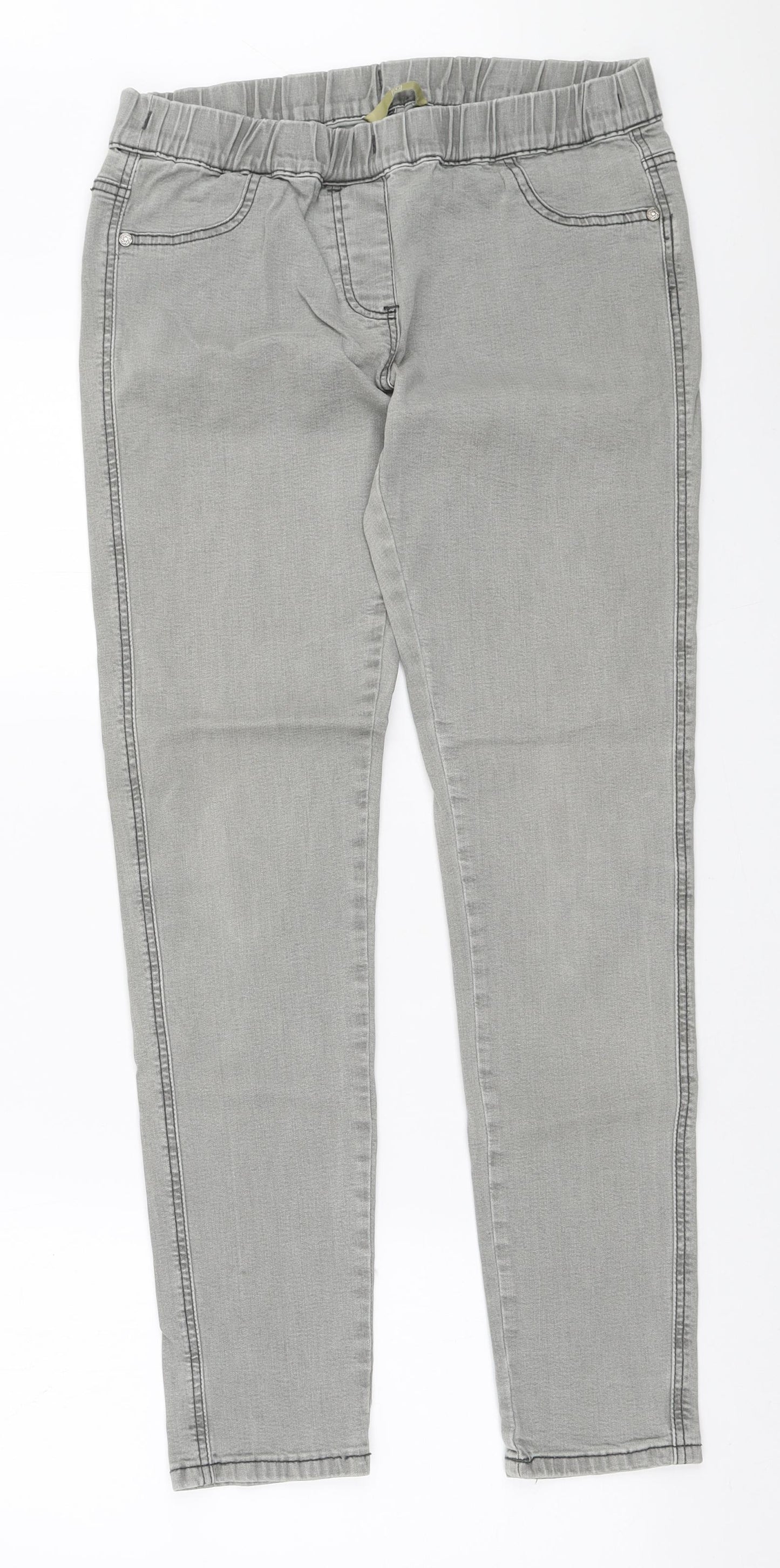 TU Womens Grey Cotton Skinny Jeans Size 12 L29 in Regular