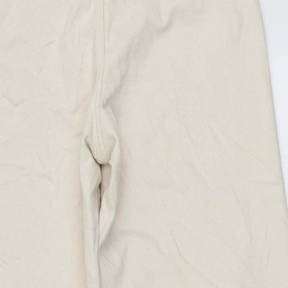 Marks and Spencer Womens Ivory Cotton Wide-Leg Jeans Size 14 L20 in Regular Zip