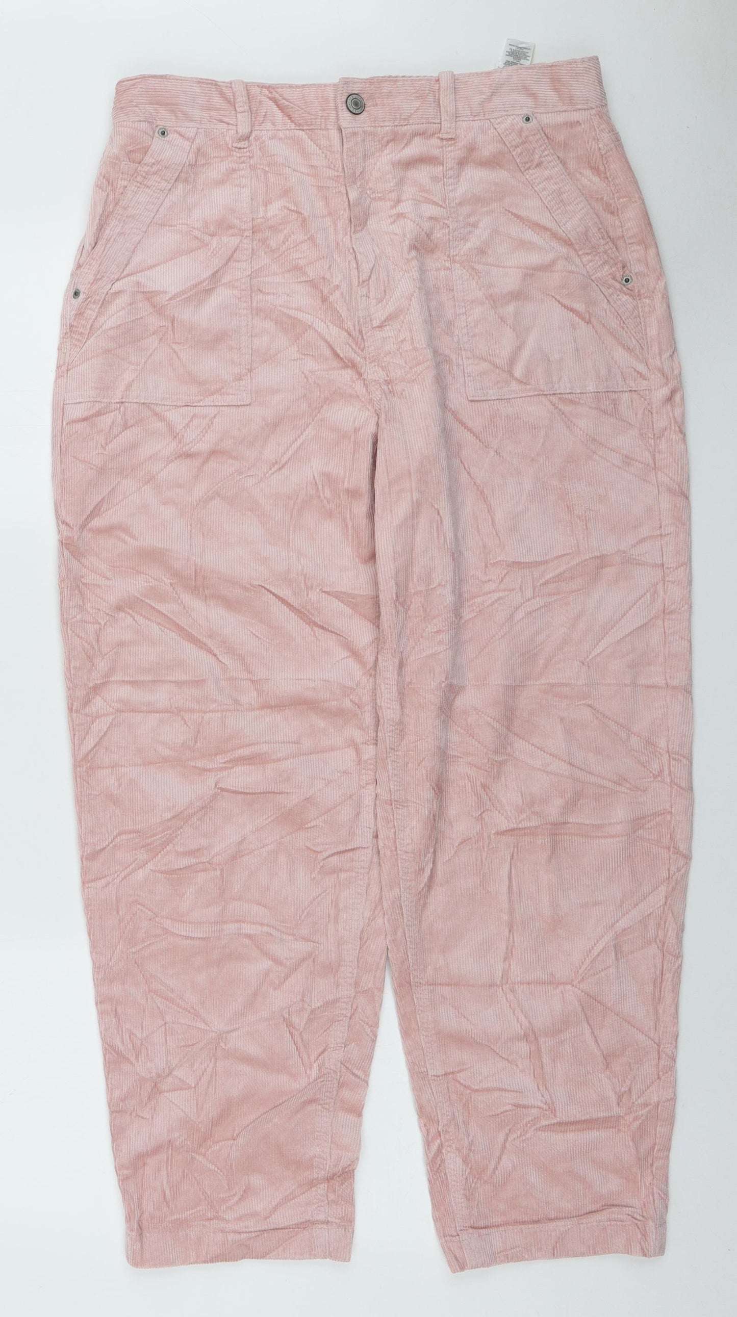 Per Una Womens Pink Cotton Tapered Jeans Size 14 L27 in Regular Zip
