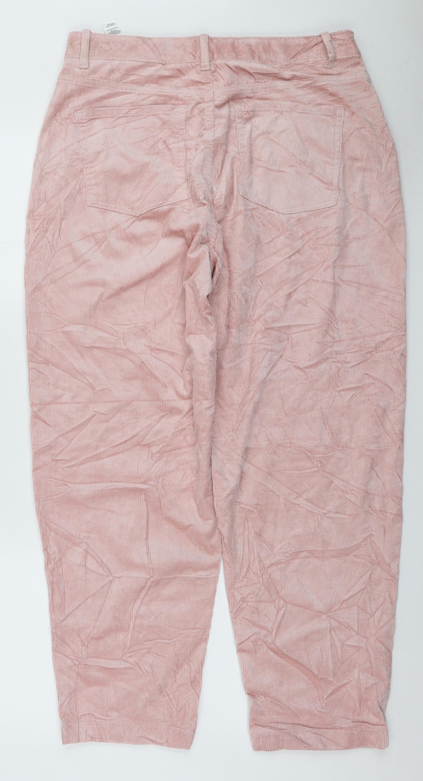 Per Una Womens Pink Cotton Tapered Jeans Size 14 L27 in Regular Zip
