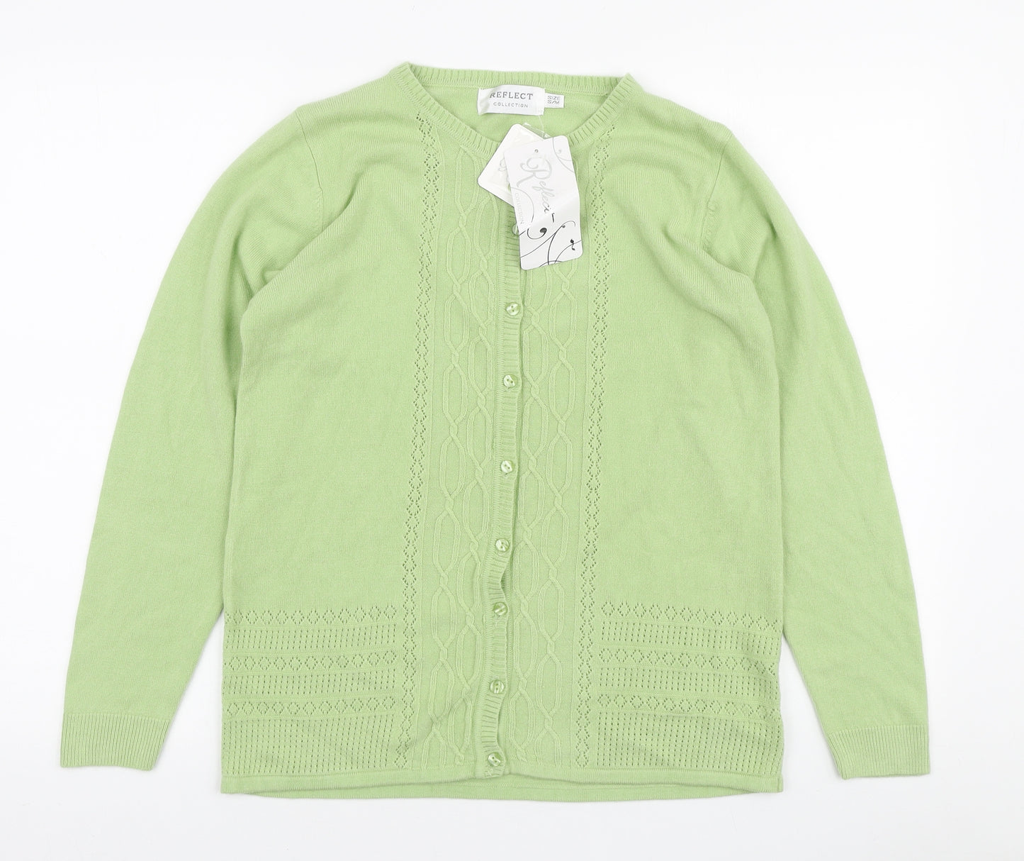Reflect Collection Womens Green Round Neck Acrylic Cardigan Jumper Size S